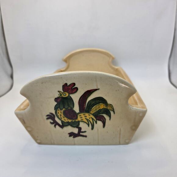 Metlox Poppytrail Rooster Bread Holder Vintage California Pottery Bread Tray - Picture 4 of 12
